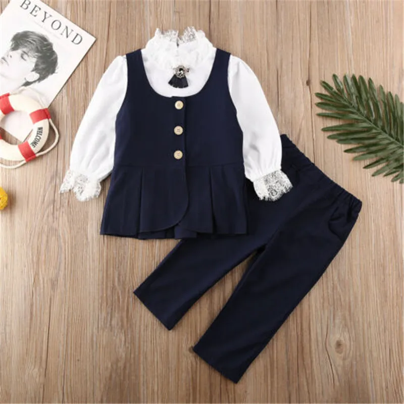 От 2 до 7 лет блейзеры для девочек комплект из 3 предметов Детская кружевная