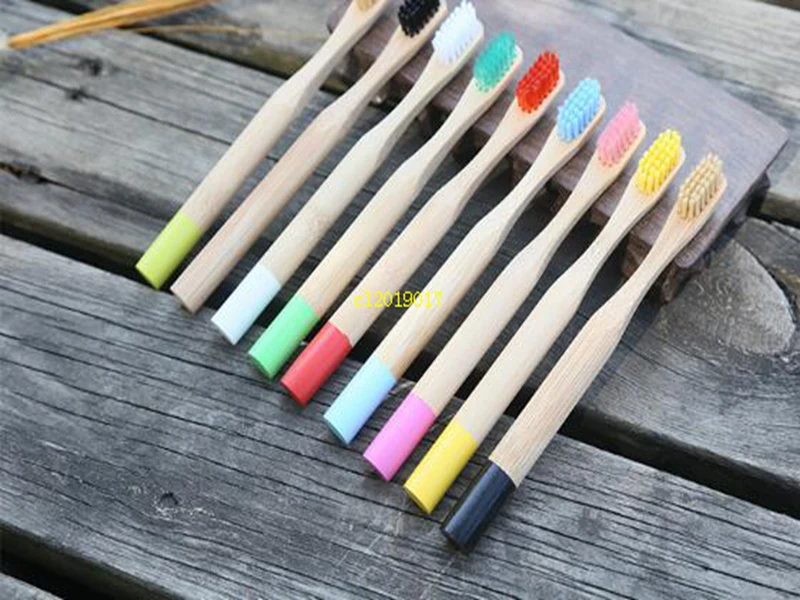 Новая бамбуковая зубная щетка с круглой ручкой 17 цветов Бамбуковая | Дом и сад