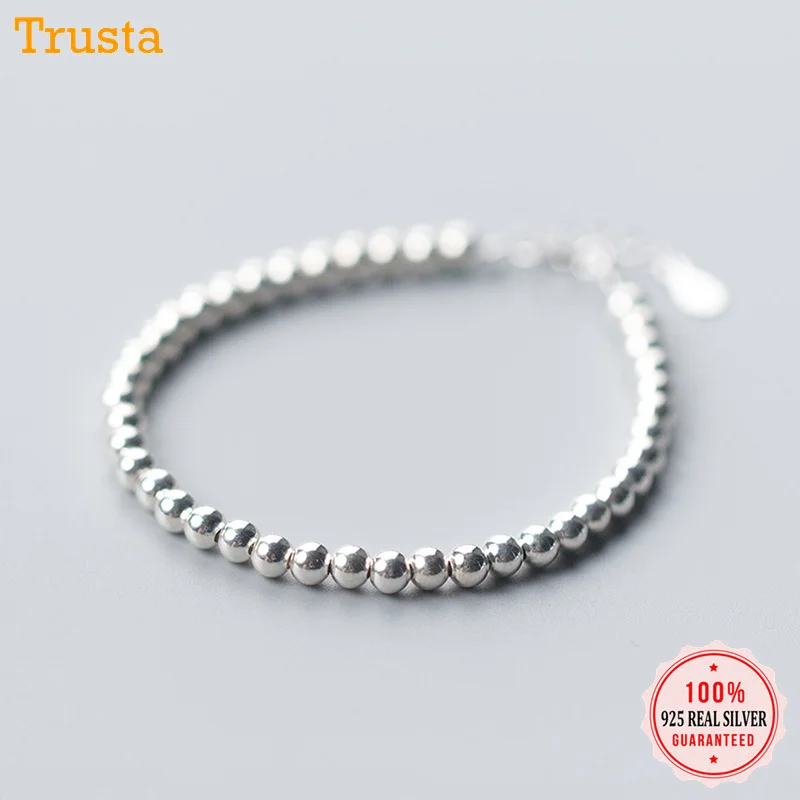 Trustdavis,, 925, твердое Настоящее серебро, мода 0,4 см, бусины, браслет, браслеты 15,8 см, для девочки-подростка, леди, ювелирное изделие DA155