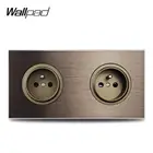 Wallpad L6, двойные французские настенные розетки, электрическая розетка, коричневая матовая алюминиевая панель, 172*86 мм