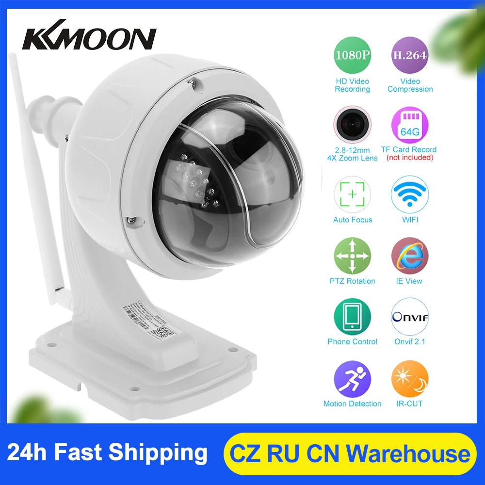 KKmoon HD 1080P Беспроводная ip камера WiFi видеонаблюдения 2 8 12 мм автофокус PTZ