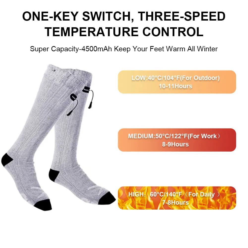 

Electric Heated Socks Adjustable Without Power Bank Warmer Socks USB Rechargeable Battery Sock for Outdoor Skiing Winter Sport