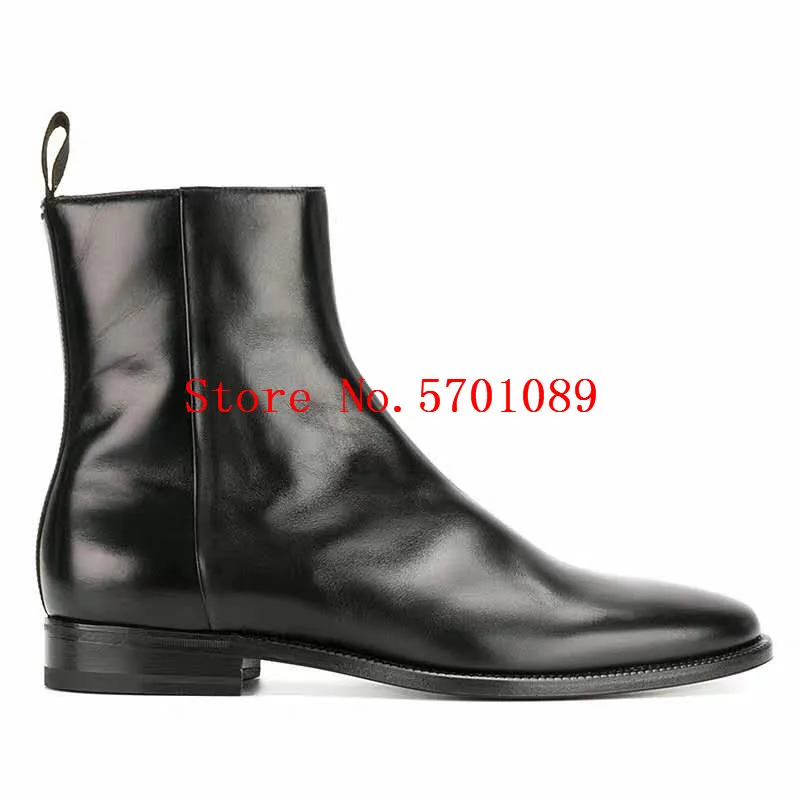 

Men Chelsea Ankle Boots Casual Zipper Genuine Leather Shoes Zipper Pointy Toe Western Cowboy London Side Zip Chelsea Boots