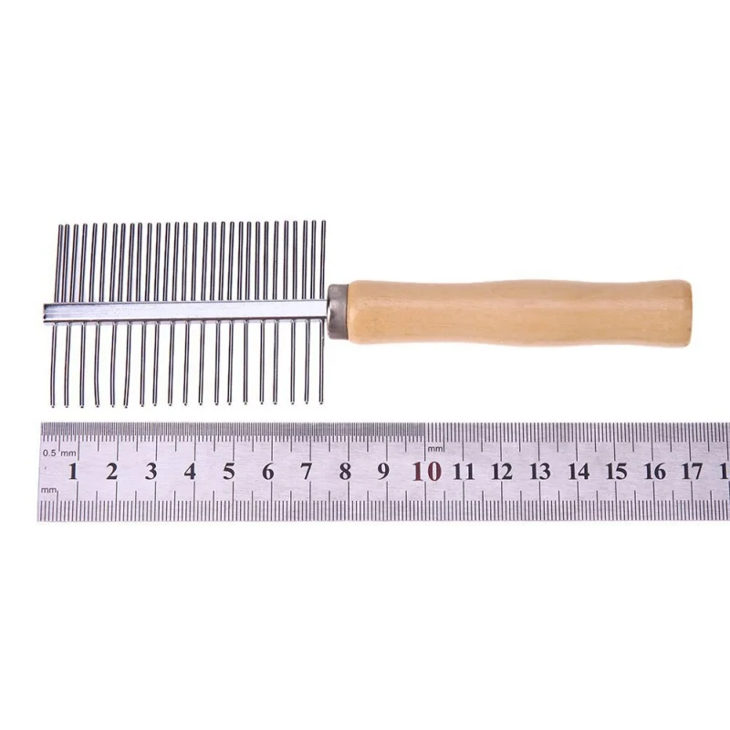 

Stainless Steel Pet Massage Hair Trimmer Easy Cleaning Brush Pet Hair Grooming Tool Wooden Handle Cat Dog Hair Comb