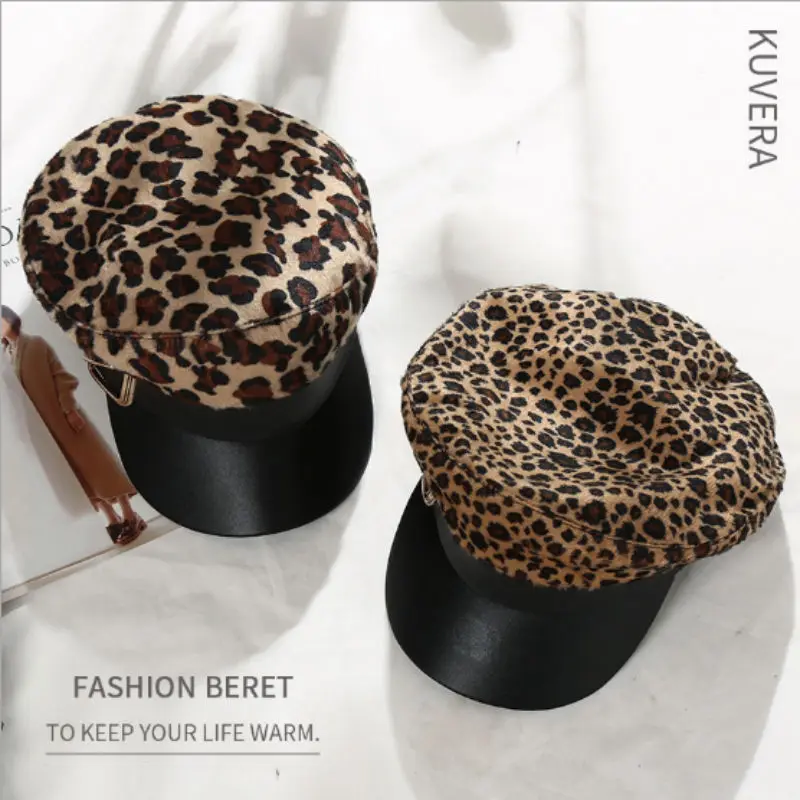 Мода 2019 новая леопардовая шапка с принтом Зимняя кепка шерстяная женская