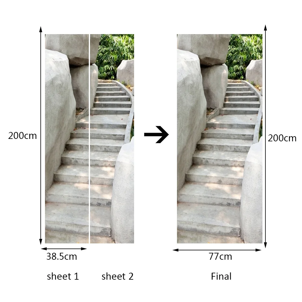 Beige Steps Door Sticker Creative Waterproof Decorations For Renovation Bedroom Living Room Bathrooms Drop Shipping | Дом и сад