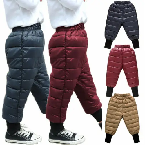 Детские зимние Утепленные хлопковые пуховые брюки для мальчиков и девочек