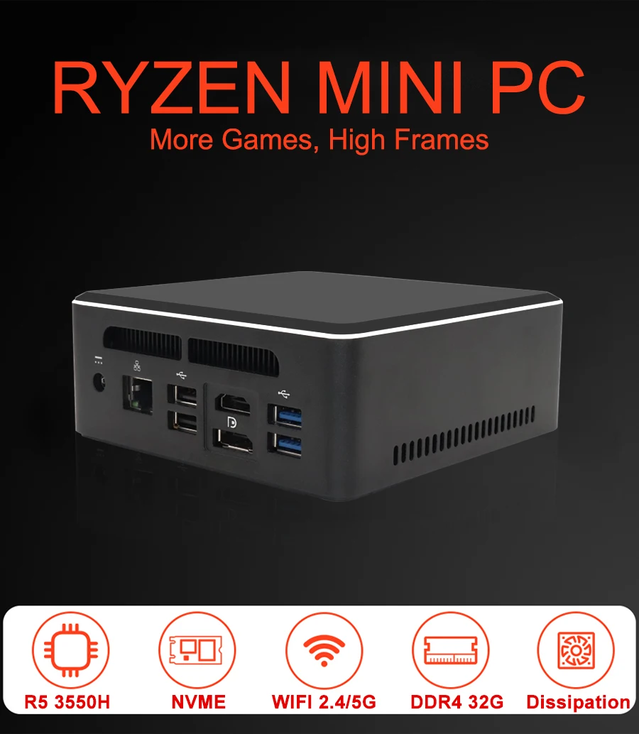 

EGLOBAL A1, поддержка TMP 2,0 Ryzen 5 3550H, процессор AMD, мини-вентилятор для ПК с графикой Radeon Vega 8, можно установить win 10