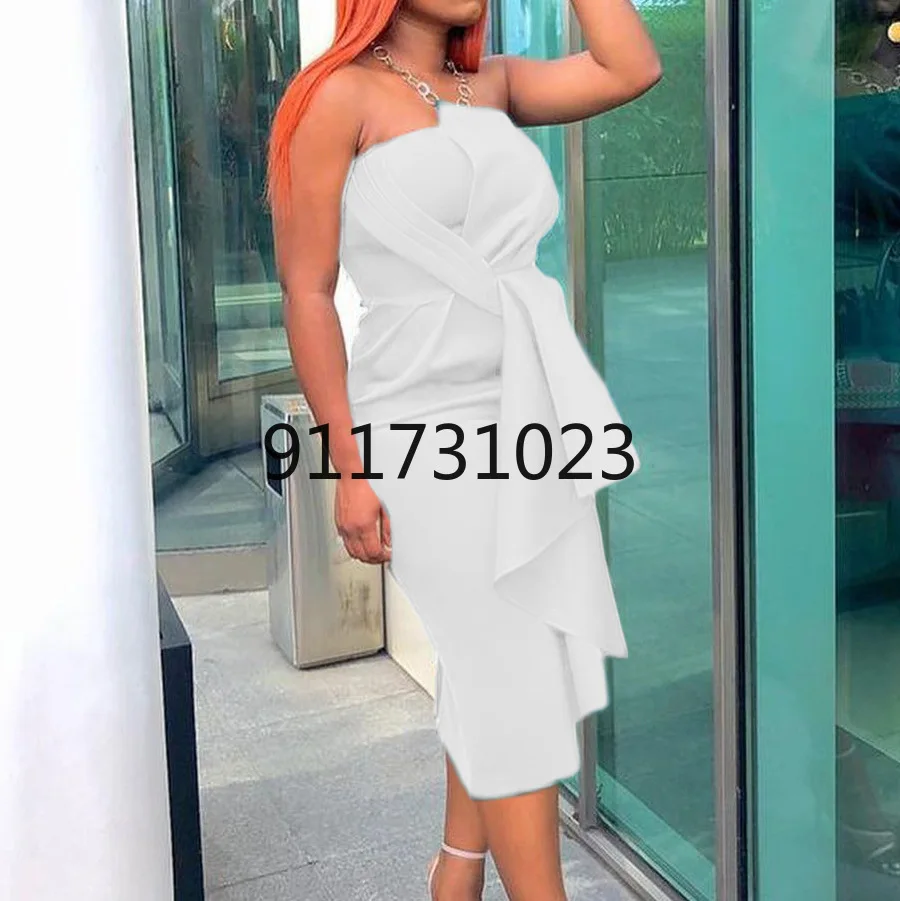 Summer 2021 New Arrival African Women Sleeveless Solid Color Dress Dresses for European Clothing Clothes | Тематическая одежда и