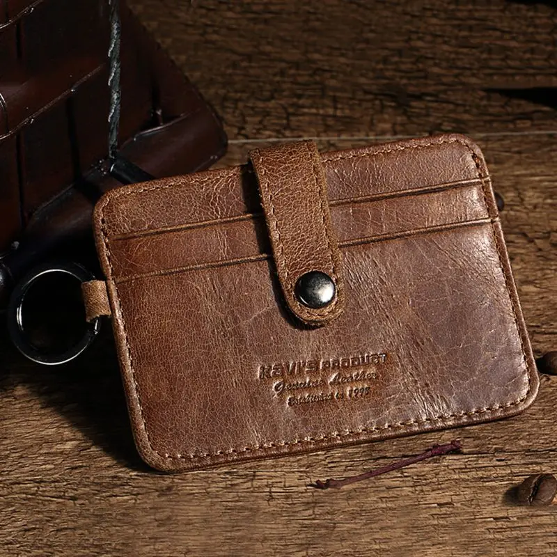 

Women Men Fashion Genuine Leather Slim Pocket Wallet ID Credit Card Holder Money Organizer
