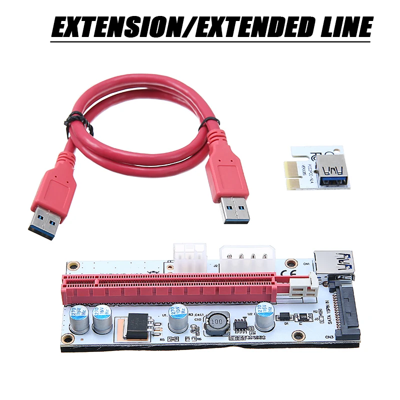 

For Any 8 GPU Graphics Cards 1pc 1000MB/s Transfer Speed PCI-E 16X Adapter 1X Riser Board With 60CM USB 3.0 Cable Pohiks