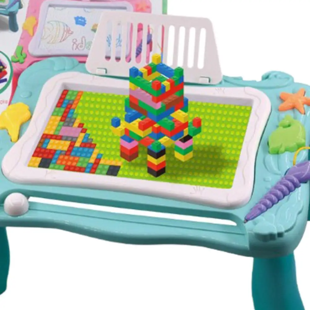 

Children DIY Multifunction 2 In 1 Activity Building Block Drawing Board Table Puzzle Educational Graffiti Writing Drawing Board