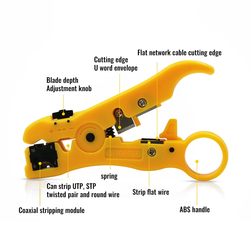 

Adjustable Plier Cable Wire Stripper RG59 RG6 CAT5 CAT6 Stripper Coaxial Cutter Cutting Equipment For A Range Of Cable Types
