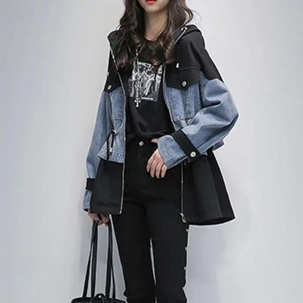 

Jacket Slim Model Mid-Length Hooded Neckline Long Sleeve Zipper And Pocket Zipper Closure Casual Office Lady