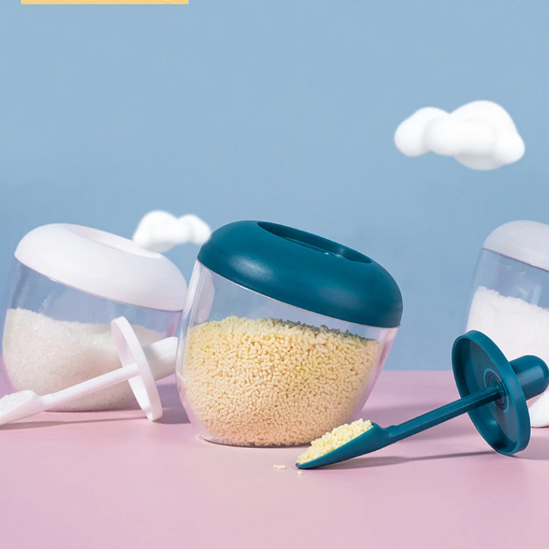 

Seasoning Spice Jar with Spoon Lid Plastic Moisture-Proof Dust Transparent Tins Containers Storage Can Kitchen Condiment Tools