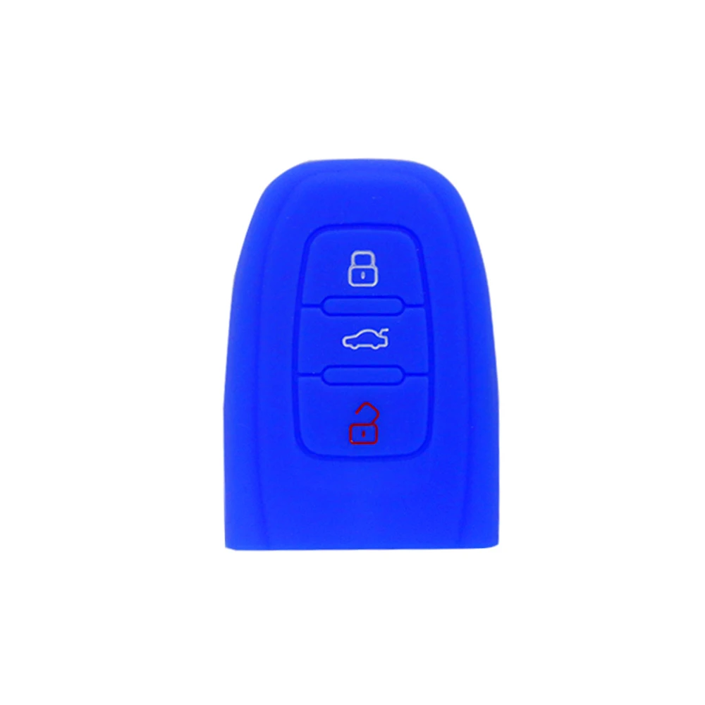

Silicone Car Key Cover For Audi A4l A3 A4 A5 A6 A8 Quattro Q5 Q7 3 Buttons Smart Remote Control Fob Protect Case Keychain Holder
