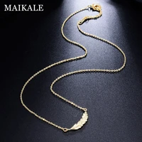 maikale classic 48cm snake chain necklace charm leaf pendant 751 gold high quality necklace for women party jewelry simple gifts