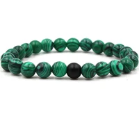fashion personality 8mm black frosted stone malachite beads bracelet