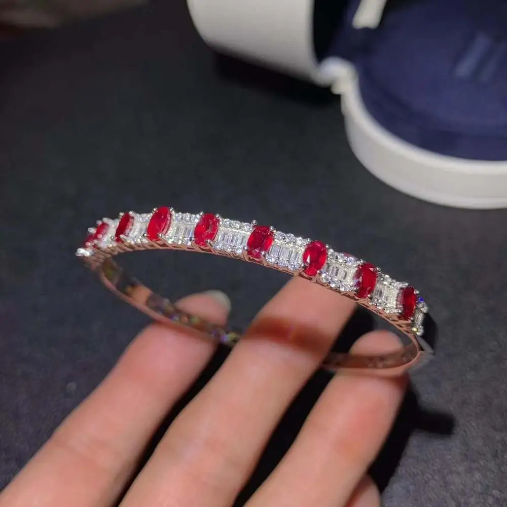 Стихийных бедствий и реальные рубиновый браслет твердый S925 стерлингового