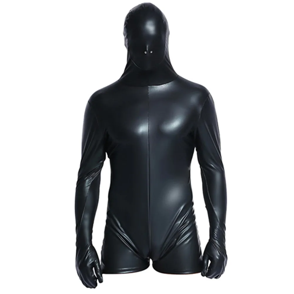 

Men Sexy Wetlook Faux Leather Prisoner Catsuit Bodysuit Hot Erotic Lingerie Zentai Gay Fetish Wear Pvc Jumpsuit Sexy Gay Clothes