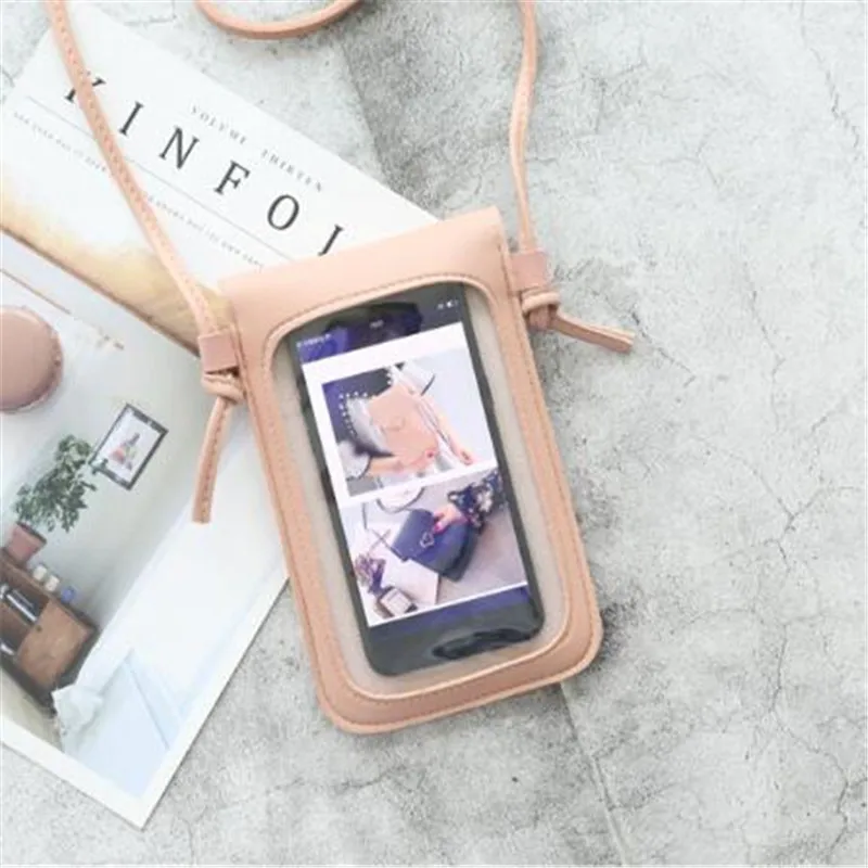 Женская сумка для телефона кошельки смартфона кожаная на плечо прозрачная