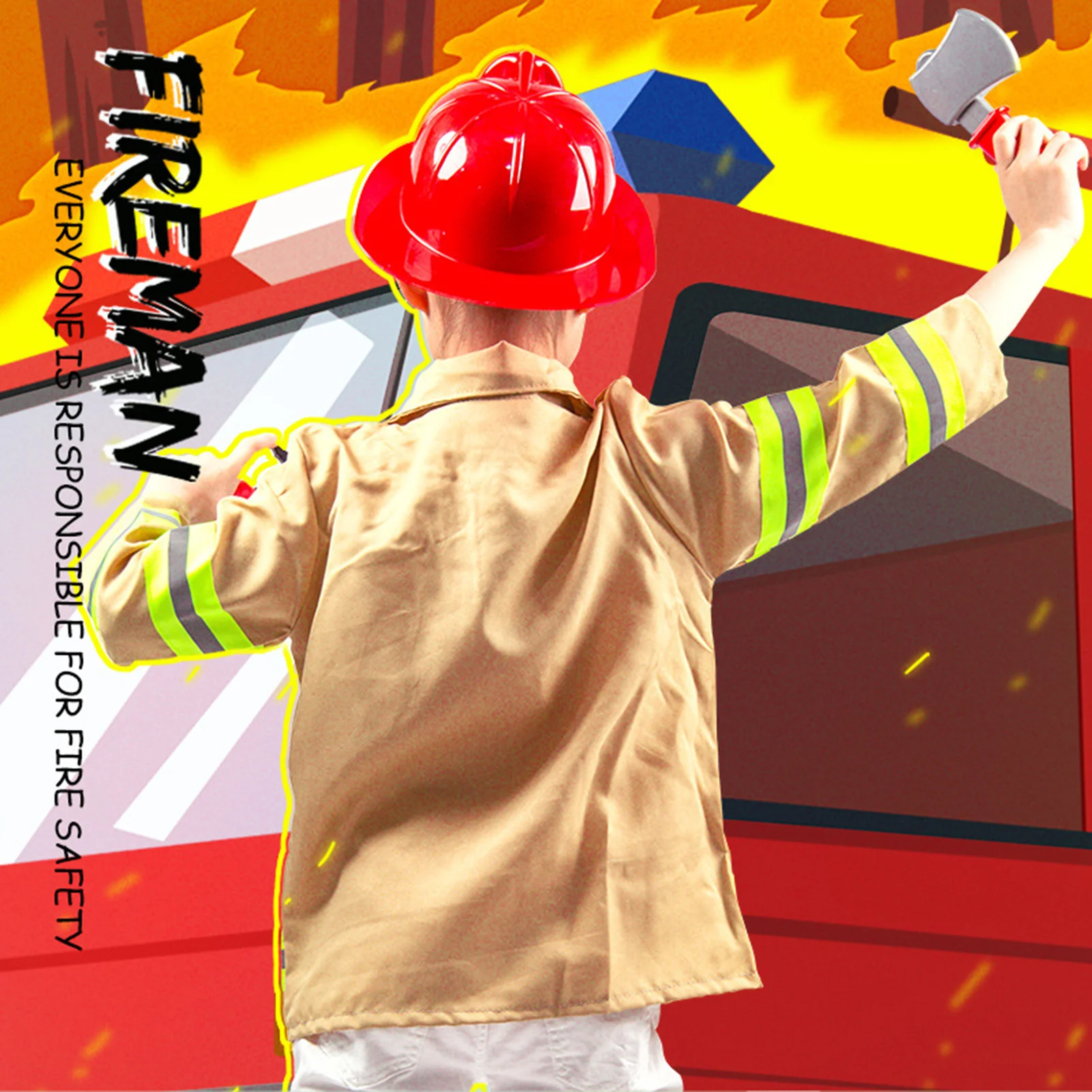 

Cosplay Kids Firefighter Uniform Children Fireman Role Clothing Suit Boy Girl Performance Party Costumes Party
