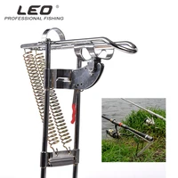 leo new self lifting fishing rod stand bracket angle all metal adjustable automatic fishing rods holder telescoping fishing tool