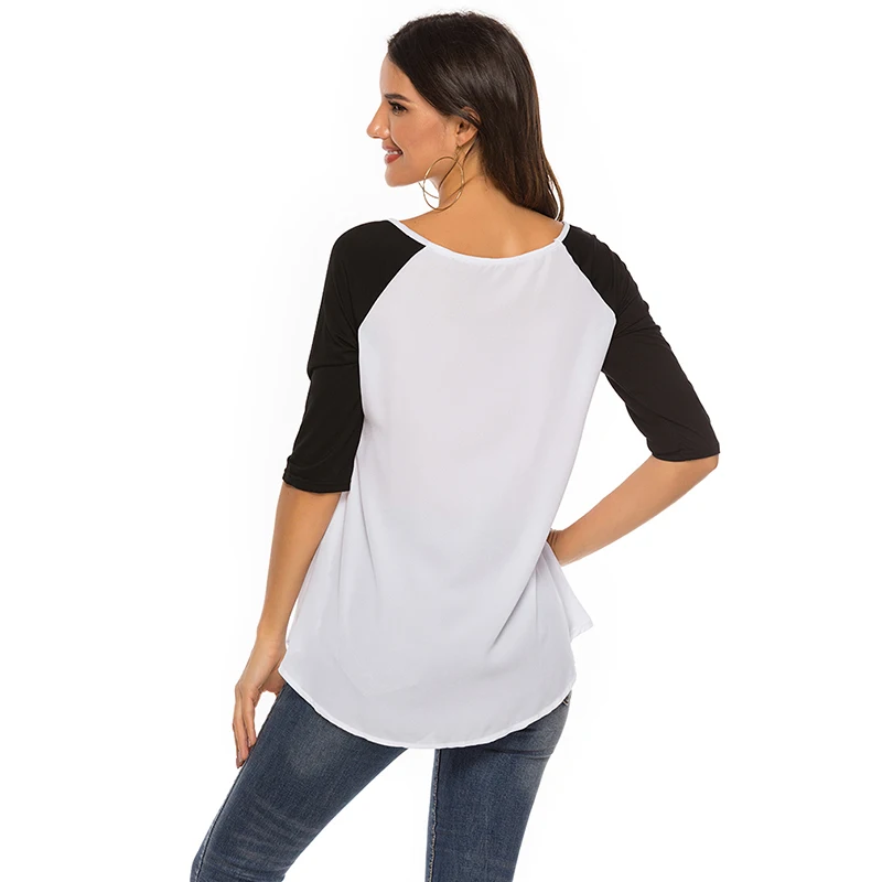 

New Coming Thin Summer Casual Women Blouses Half Sleeve Fashion Patchwork Loose Irregular Women Clothes Summer Blouse Tops