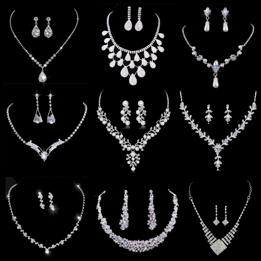 18 видов стилей наборы свадебных ювелирных изделий для невесты простые Роскошные