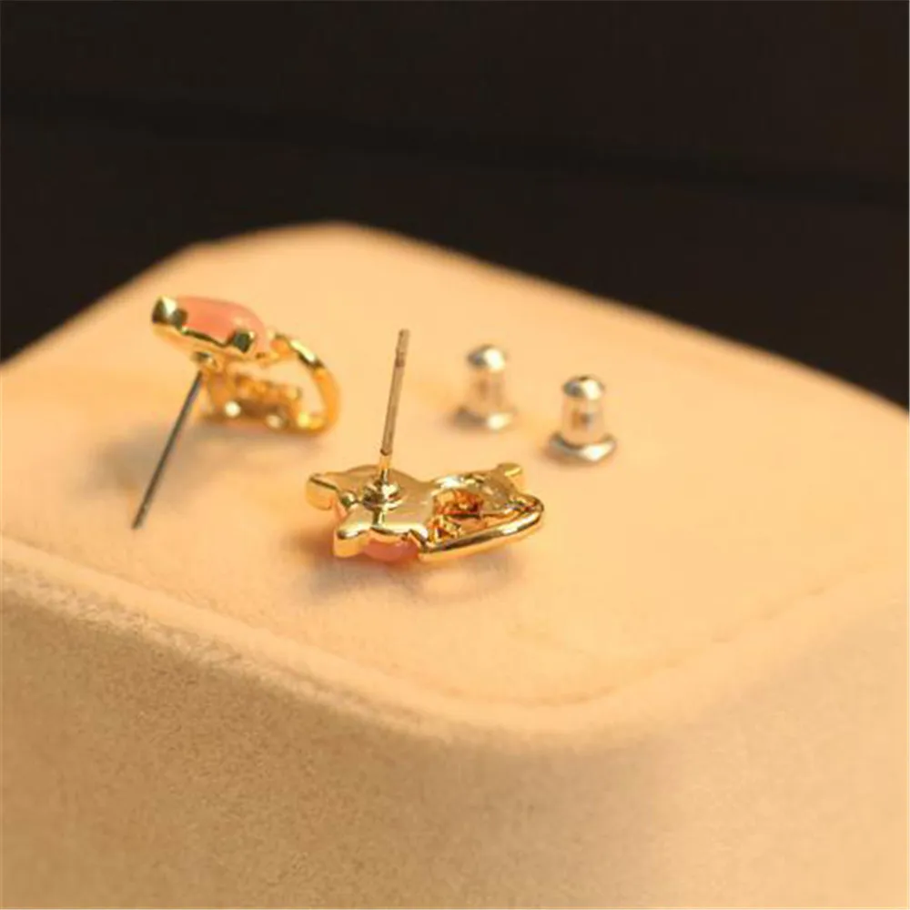 Новые брендовые модные розовые Цвет милый камень кошачий глаз серьги со шпилькой