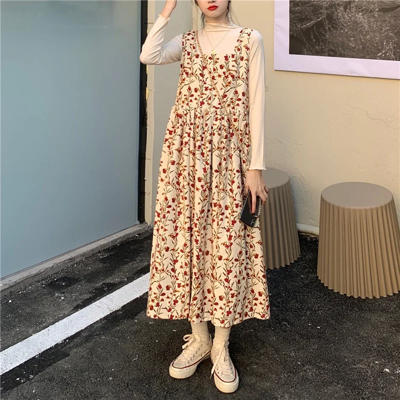 

Осеннее шикарное платье, маленькое женское платье, модель 2021 года, французская юбка на бретелях, свободная юбка