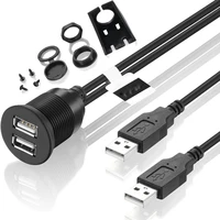 dual usb 2 0 male to usb 2 0 female extension cable with flush mount panel for car truck boat motorcycle
