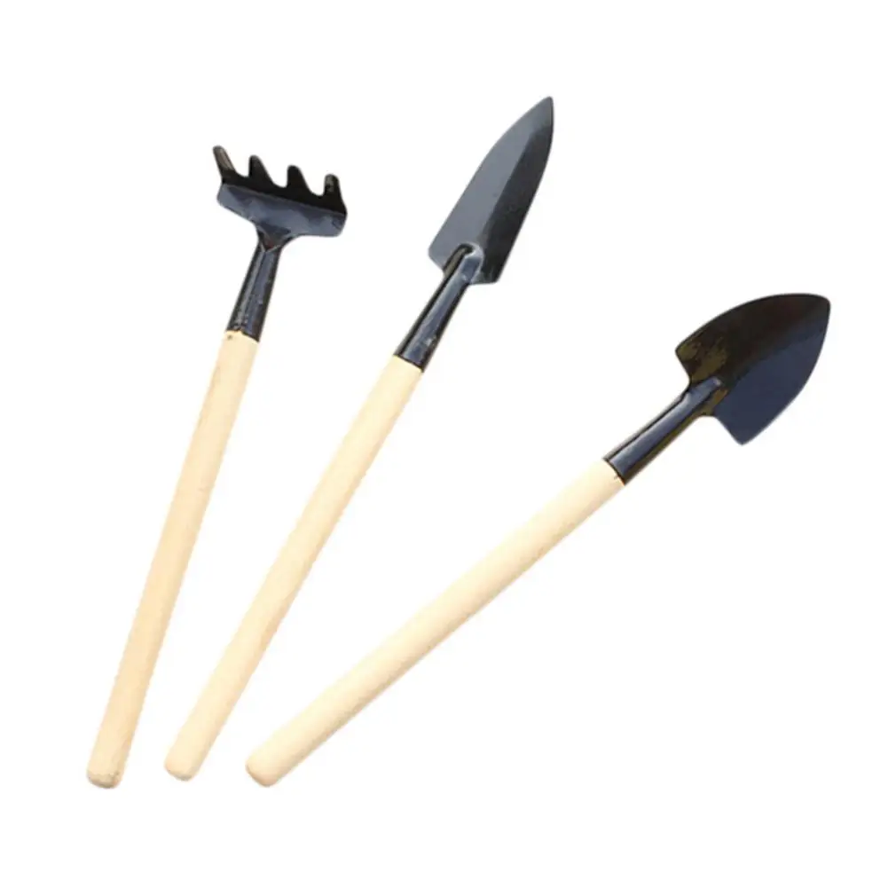 

3 Pcs/set Mini Spade Shovel Harrow Flowerpot Tools Potted Plants Maintenance Wooden Handle Plant Soil Shovels Gardening Tools