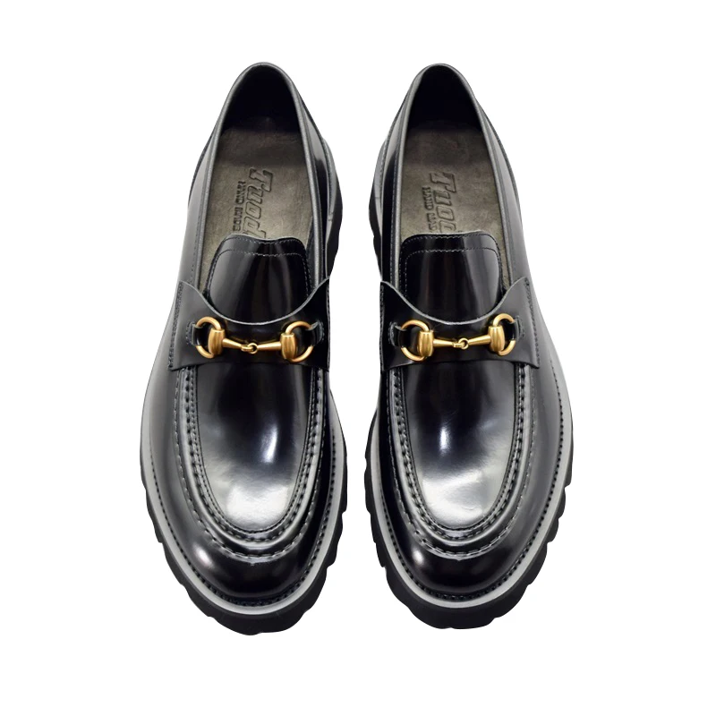 

European Station Men's Shoes 2021 spring new trend thick soled Lefu shoes men's leather shoes