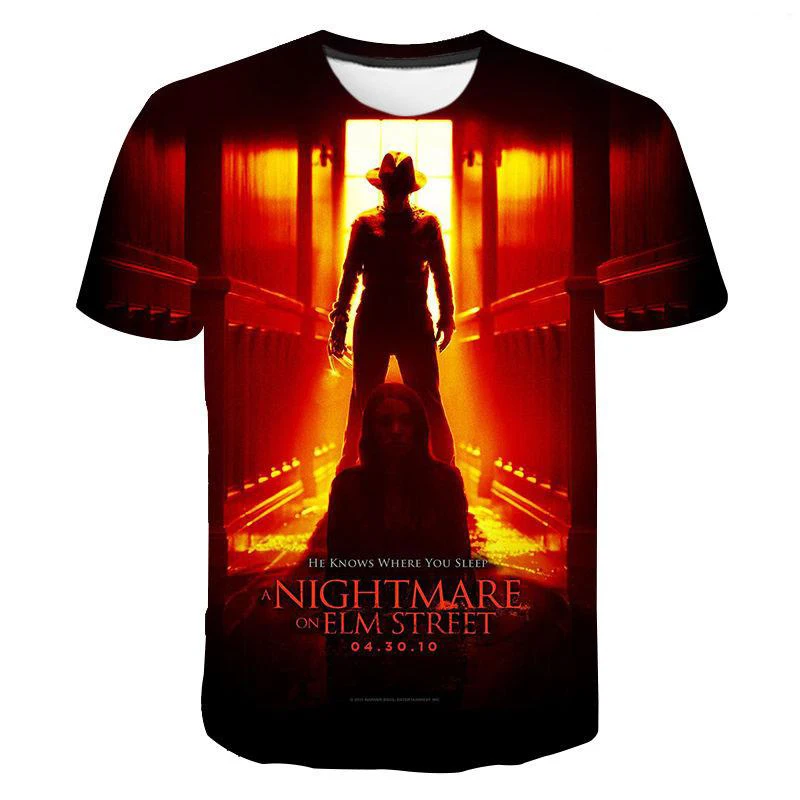 

2021 new 3D killer T-shirt, horror movie character, executioner and killer pattern, summer short-sleeved Harajuku casual clothin