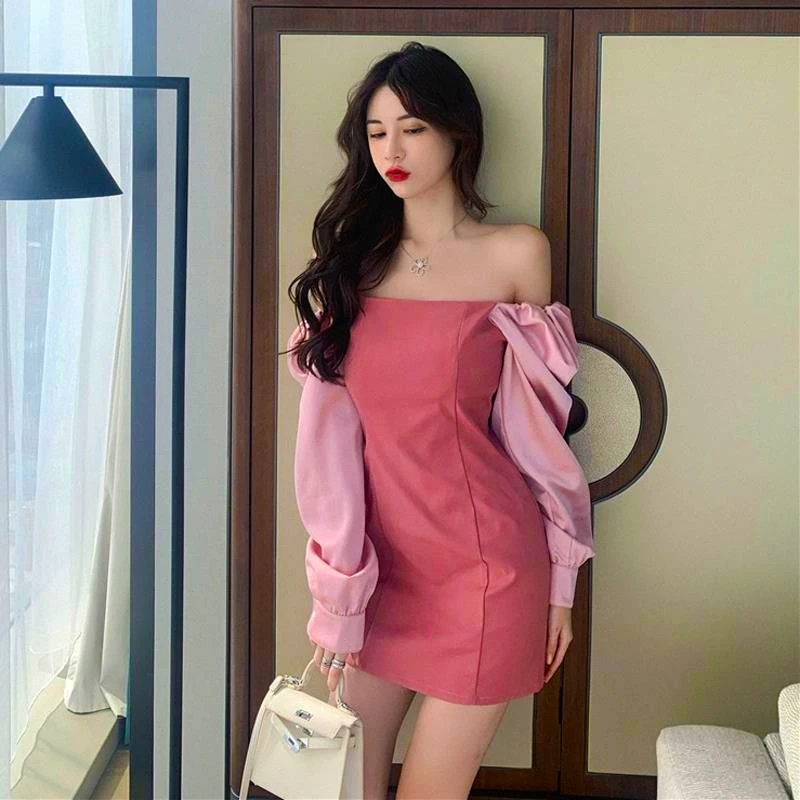Корейское цельнокроеное платье для женщин французский розовый квадратный