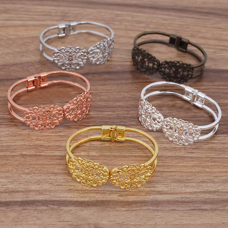 50 шт. женский браслет с филигранной настройки полые Цветочный ободок баз в стиле