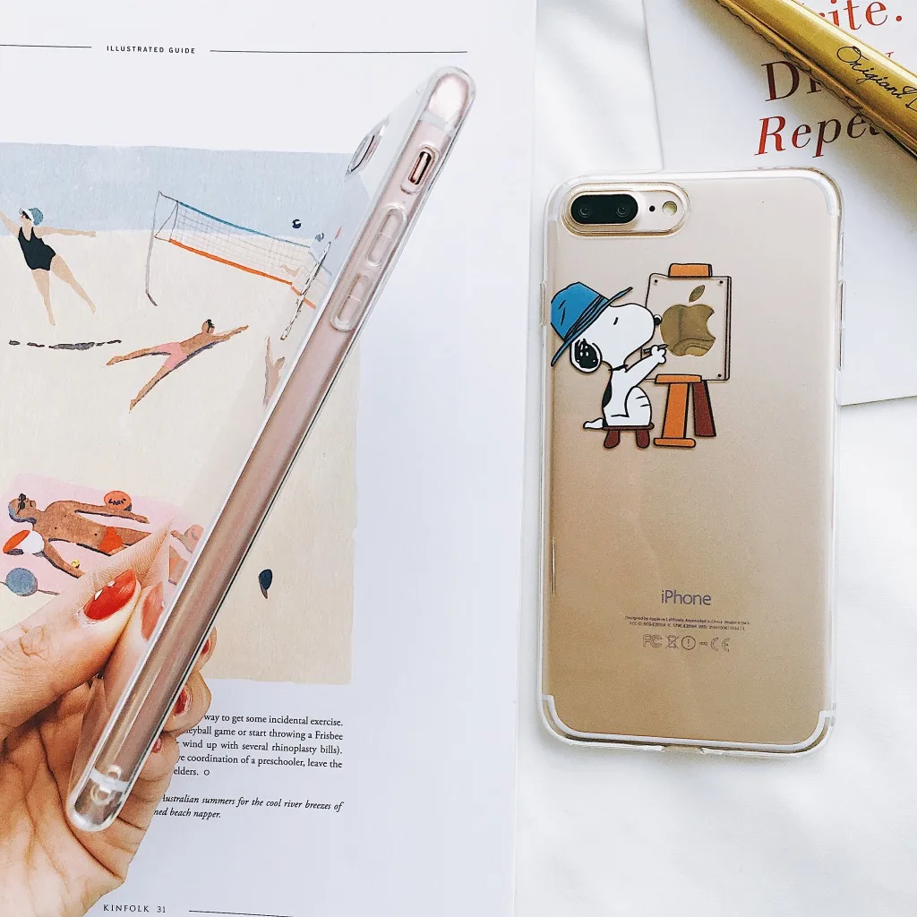 Прозрачный защитный чехол с милым мультяшным щенком для iPhone 8 7 6 6s Plus Xr X Xs Max дизайн