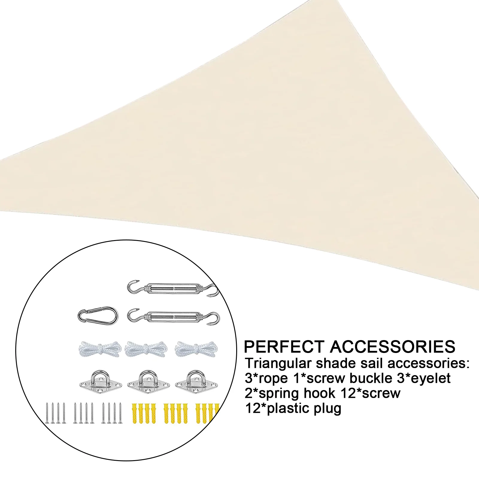 

Garden Outdoor Shade Sail Hardware Kit Hook Set 3*3*3m Triangle Waterproof Shade Sail Stainless Steel Installation Accessories