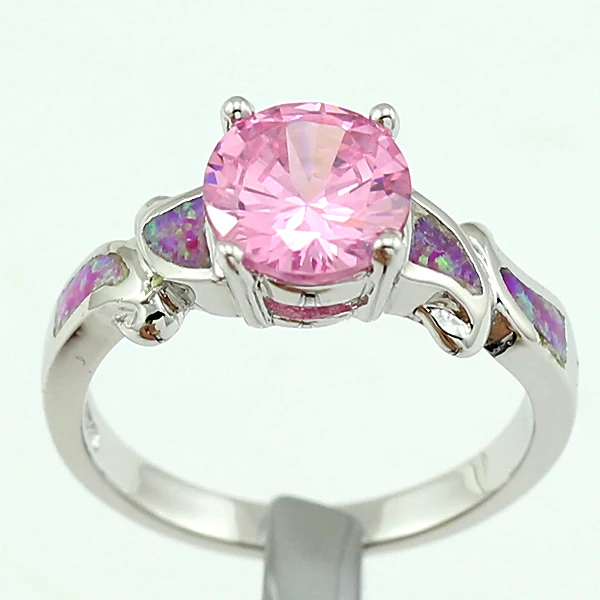 

Pink Fire Opal Pink Stone Silver Plated Rings for Women OR803