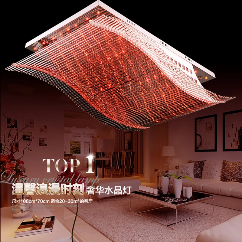 

Modern Crystal Chandelier LED Color Change With Remote Control Organ Style RGB Lustre Ceiling Lamp Deco Chandeliers 11