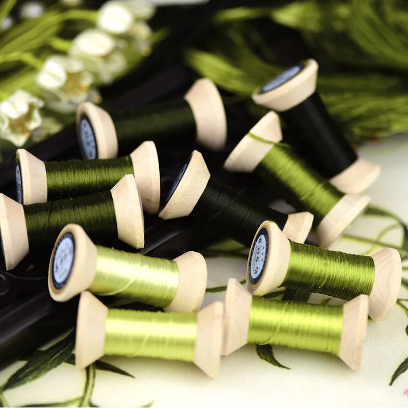 Зеленая нитка для вышивания бобов/практичная искусственная нить/Вышивальная