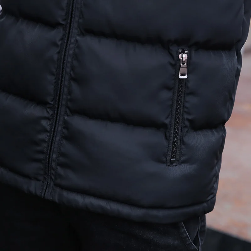 

New 2020 High Quality Warm Men Vest Winter Warm Sleeveless High Collar Jackets Mens Slim Fit Outwear Waistcoat Casual Male Vest