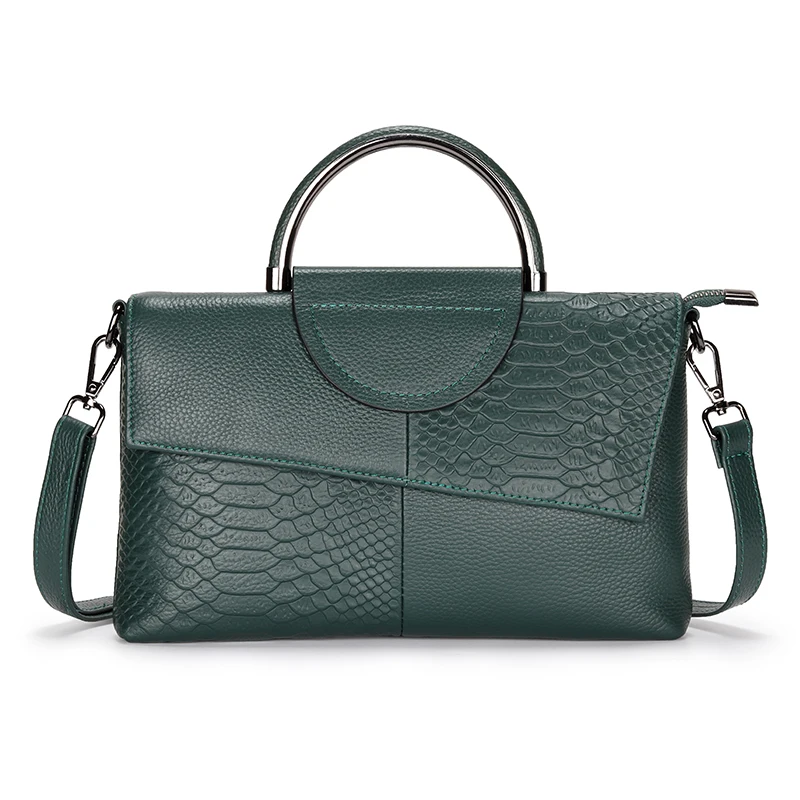 

Dark Green Genuine Cow Leather Bags Girls Women Summer Small Crossbody Handbags Fashion Alligator Pattern Ladies Shoulder Bag