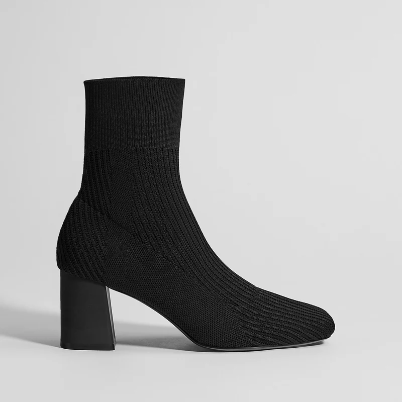 

2021 Autumn Boots Women Shoes Thick Heel Martin Boots British Style Elastic Knitted Socks Boot High-heeled Ankle Booties Mujer