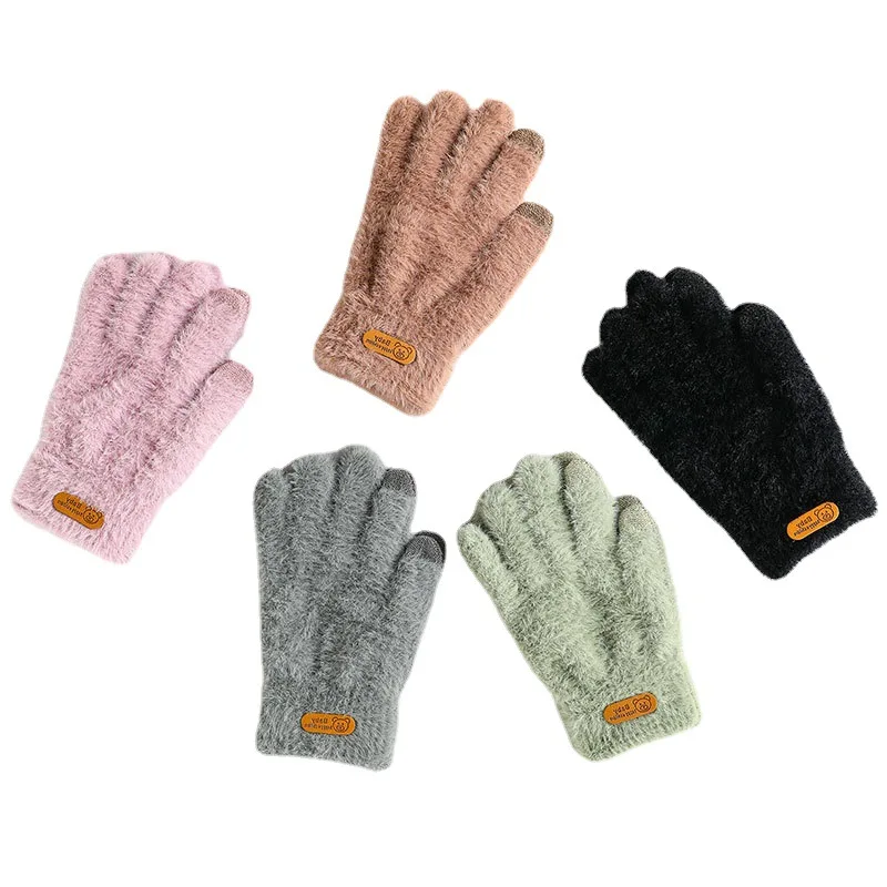 

Новинка 2022, женские зимние теплые вязаные шерстяные перчатки