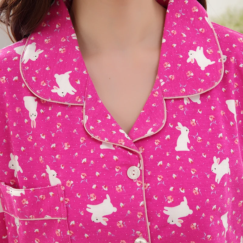 Осенняя Пижама для женщин одежда сна Хлопковая пижама милая с длинным рукавом