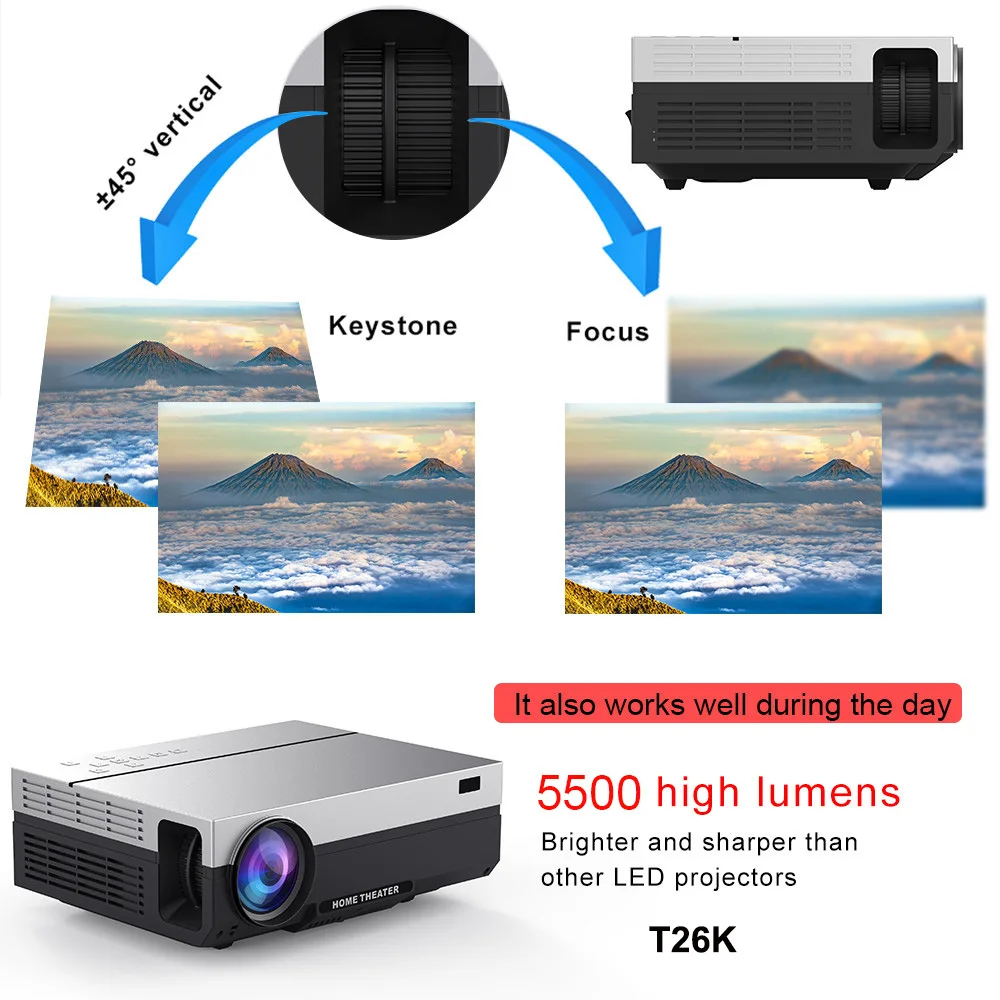 Everycom T26K Full HD проектор 1920x1080P проектор Портативный 5500 люмен HDMI проектор видео проектор LED Главная Театр фильм