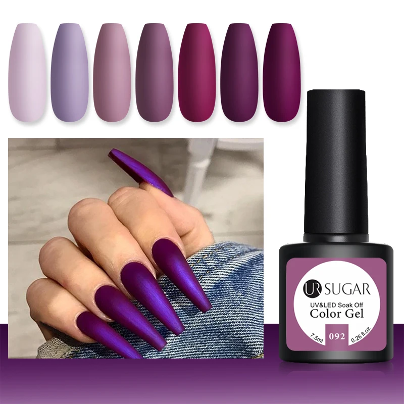 

UR SUGAR 7.5ml Purple Color Series Nail Gel Polish Matte Effect Gel Long Lasting Soak Off LED UV Nail Gel Nail Art Varnish
