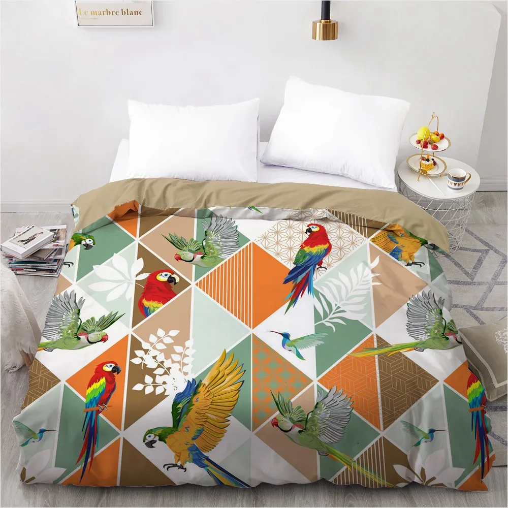 

1 PCS 3D Printed Parrots And Flowers Duvet Cover 240x220 King Size Printing NO Pillowcases And NO Sheets Home Textiles Comforter